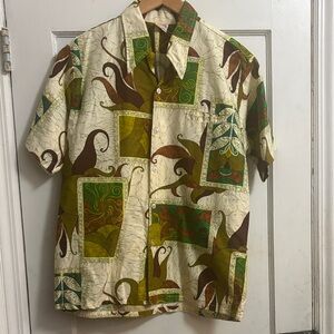 Barefoot in Paradise Hawaiian Shirt Large Aloha Tropical Button Up
